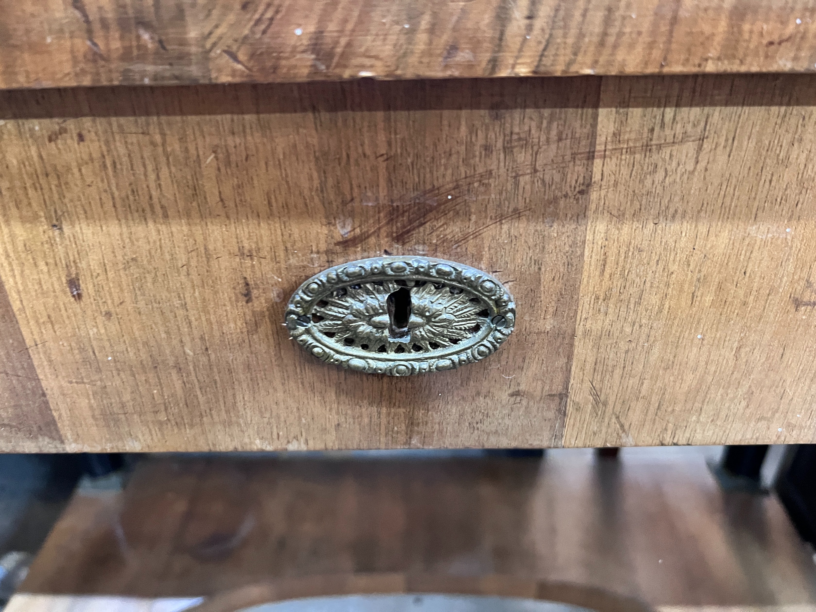 A Biedermeier style mahogany console table, width 104cm, depth 58cm, height 80cm *Please note the sale commences at 9am.
